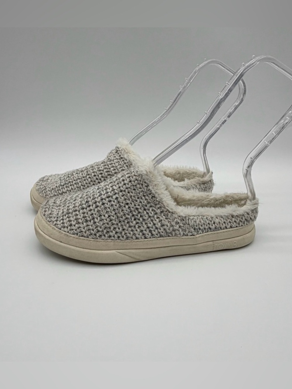 Toms Sage Sweater Knit Faux Fur Lined Scuff Slip-in Mule Slippers Women’s Size 6